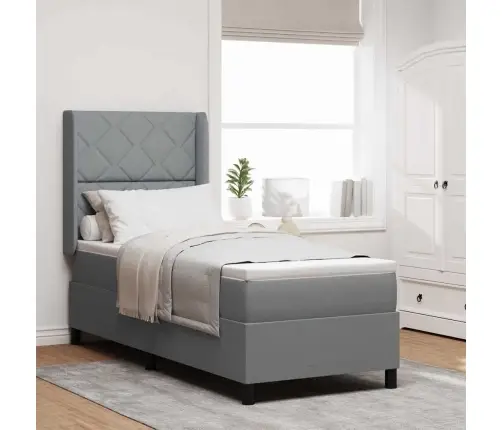 Box Spring Gulta Ar Matraci, Gaiši Pelēks, 80 X 200 Cm, Audums Vidaxl