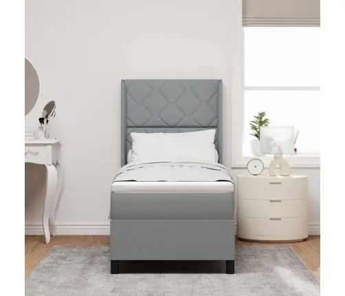 Box Spring Gulta Ar Matraci, Gaiši Pelēks, 80 X 200 Cm, Audums Vidaxl