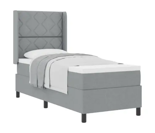 Box Spring Gulta Ar Matraci, Gaiši Pelēks, 80 X 200 Cm, Audums Vidaxl