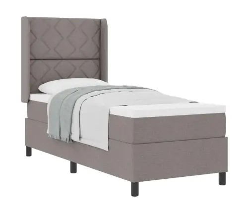 Kastītes Atsperu Gulta Ar Matraci Pelēkbrūna 80 X 200 Cm Audums Vidaxl