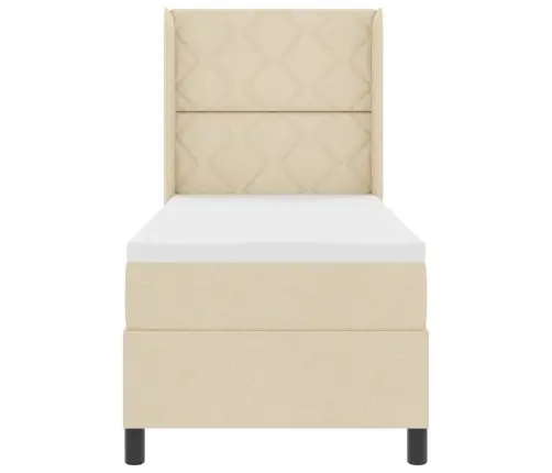 Kastītes Atsperu Gulta Ar Matraci Krēmkrāsa 80 X 200 Cm Audums Vidaxl