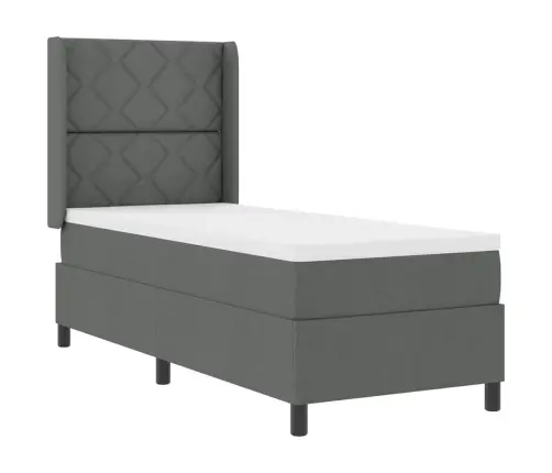 Box Spring Gulta Ar Matraci Tumši Pelēks 90 X 190 Cm Auduma Vidaxl