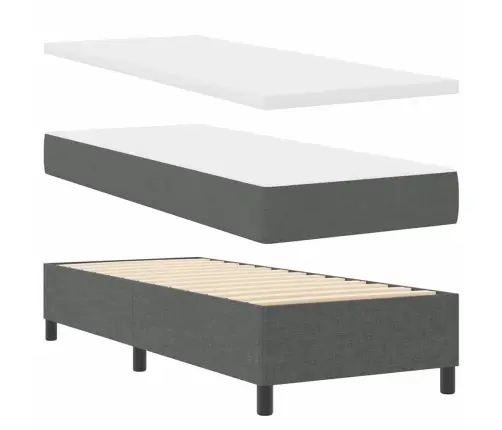 Box Spring Gulta Ar Matraci Tumši Pelēks 90 X 190 Cm Auduma Vidaxl