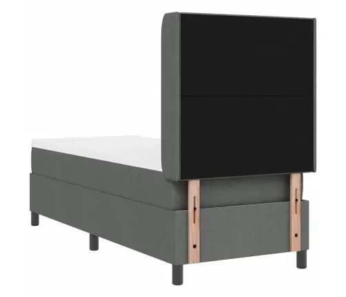 Box Spring Gulta Ar Matraci Tumši Pelēks 90 X 190 Cm Auduma Vidaxl