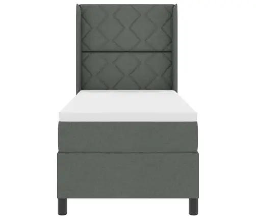 Box Spring Gulta Ar Matraci Tumši Pelēks 90 X 190 Cm Auduma Vidaxl