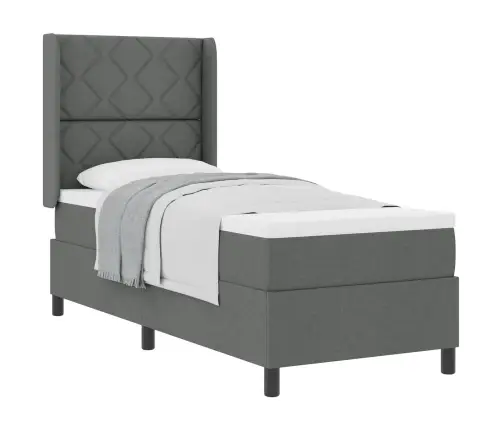 Box Spring Gulta Ar Matraci Tumši Pelēks 90 X 190 Cm Auduma Vidaxl