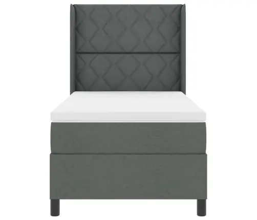 Box Spring Gulta Ar Matraci Tumši Pelēkā Krāsā, 90X200 Cm, Audums Vidaxl