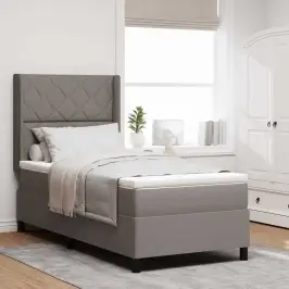 Kiemas Lova Su Čiužiniu Su Galvūgalio Taupe 90 X 200 Cm Audinys