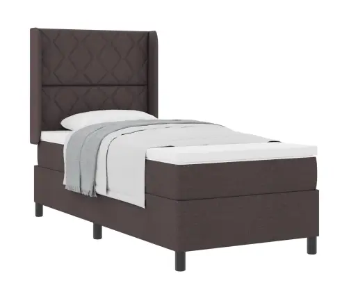 Box Spring Gulta Ar Matraci - Tumši Brūna - 100X200 Cm - Audums Vidaxl