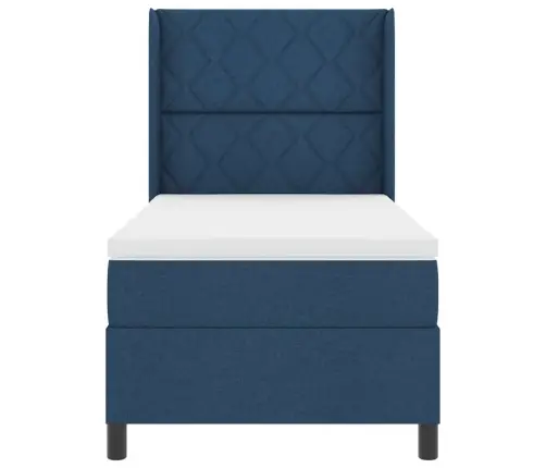 Box Spring Gulta Ar Matraci, Zils - 100 X 200 Cm, Audums Vidaxl