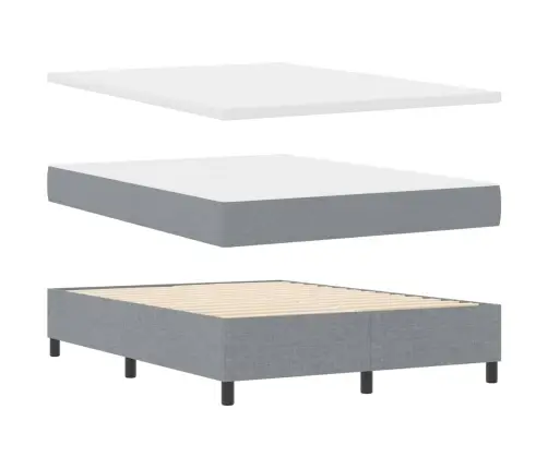 Box Spring Gulta Ar Matraci Gaiši Pelēks 160X200 Cm, Audums. Vidaxl