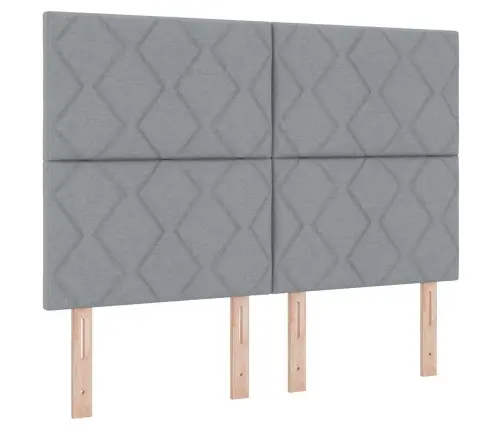 Box Spring Gulta Ar Matraci Gaiši Pelēks 160X200 Cm, Audums. Vidaxl