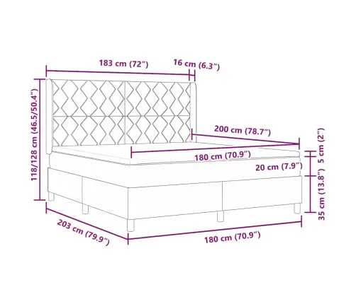 Box Gulta Ar Matraci Tumši Brūns 180X200 Cm Audums Vidaxl