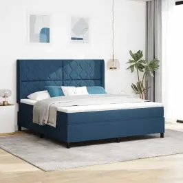 Kastītes Atsperu Gulta Ar Spilvenu Zila 200 X 180 Cm Audums Vidaxl Kastītes Atsperu Gulta Ar Spilvenu Zila 200 X 180 Cm Audums Vidaxl