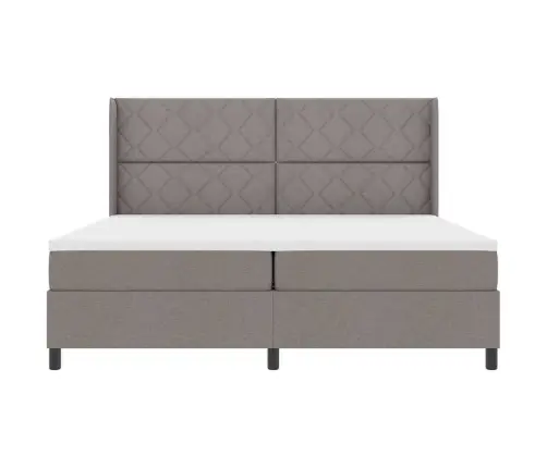 Kastītes Atsperu Gulta Pelēkbrūna 200 X 200 Cm Audums Vidaxl