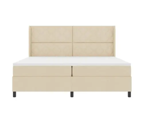 Kastītes Atsperu Gulta Ar Matraci Krēmkrāsa 200 X 200 Cm Audums Vidaxl