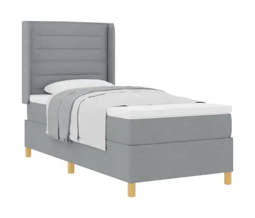 Kastītes Atsperu Gulta Gaiši Pelēks 90 X 200 Cm Audums Vidaxl