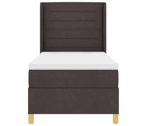 Kastītes Atsperu Gulta Tumši Brūna 90 X 200 Cm Audums Vidaxl