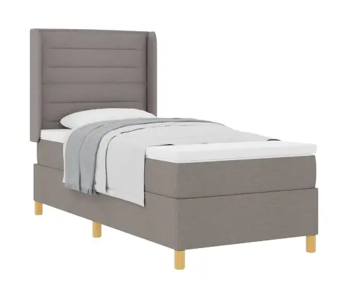 Kastītes Atsperu Gulta Pelēkbrūna 100 X 200 Cm Audums Vidaxl