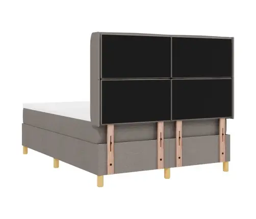 Kastītes Atsperu Gulta Pelēkbrūna 140 X 190 Cm Audums Vidaxl