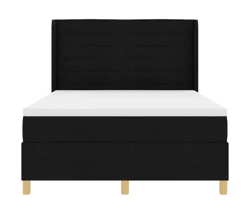 Kastītes Atsperu Gulta Ar Matraci Melna 160 X 200 Cm Audums Vidaxl