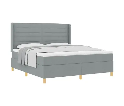 Kastītes Atsperu Gulta Gaiši Pelēks 180 X 200 Cm Audums Vidaxl