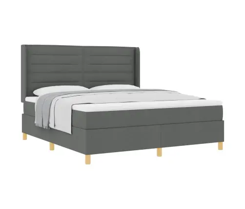 Kastītes Atsperu Gulta Tumši Pelēks 180 X 200 Cm Audums Vidaxl