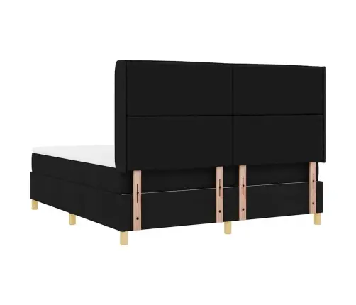 Kastītes Atsperu Gulta Ar Matraci Melna 180 X 200 Cm Audums Vidaxl