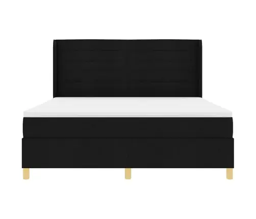 Kastītes Atsperu Gulta Ar Matraci Melna 180 X 200 Cm Audums Vidaxl