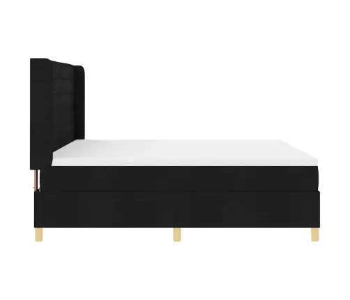 Kastītes Atsperu Gulta Ar Matraci Melna 180 X 200 Cm Audums Vidaxl