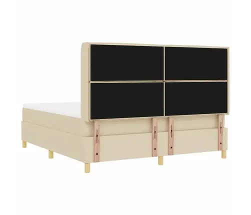 Kastītes Atsperu Gulta Ar Matraci Krēmkrāsa 180 X 200 Cm Audums Vidaxl