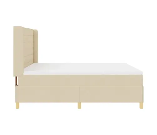 Kastītes Atsperu Gulta Ar Matraci Krēmkrāsa 180 X 200 Cm Audums Vidaxl