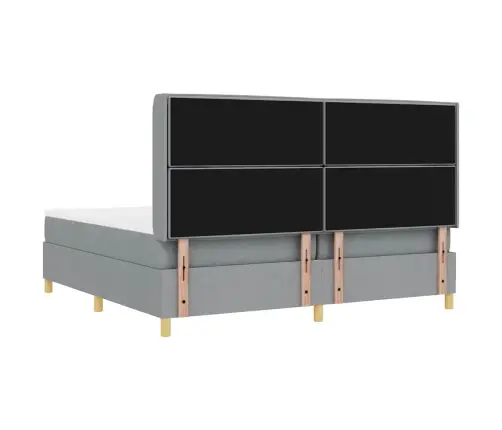 Kiemas Lova Su Čiužiniu Šviesiai Pilka 200 X 200 Cm Audinys