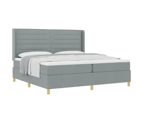 Kiemas Lova Su Čiužiniu Šviesiai Pilka 200 X 200 Cm Audinys