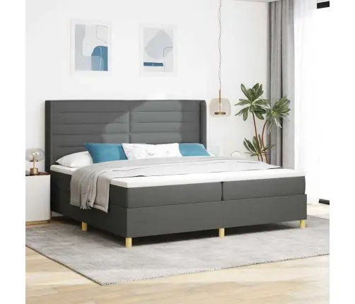 Kastītes Atsperu Gulta Tumši Pelēks 200 X 200 Cm Audums Vidaxl