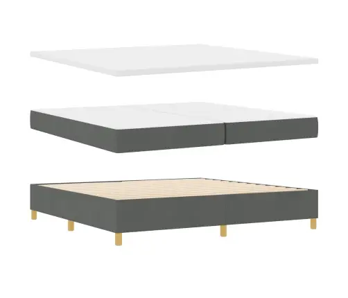 Kastītes Atsperu Gulta Tumši Pelēks 200 X 200 Cm Audums Vidaxl