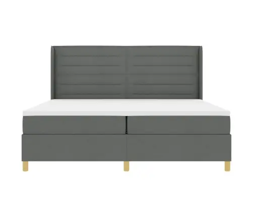 Kastītes Atsperu Gulta Tumši Pelēks 200 X 200 Cm Audums Vidaxl