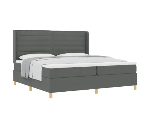 Kastītes Atsperu Gulta Tumši Pelēks 200 X 200 Cm Audums Vidaxl