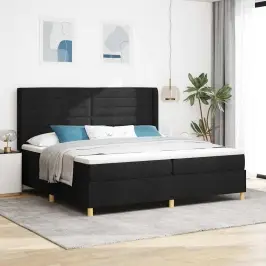 Kastītes Atsperu Gulta Ar Matraci Melna 200 X 200 Cm Audums Vidaxl Kastītes Atsperu Gulta Ar Matraci Melna 200 X 200 Cm Audums Vidaxl