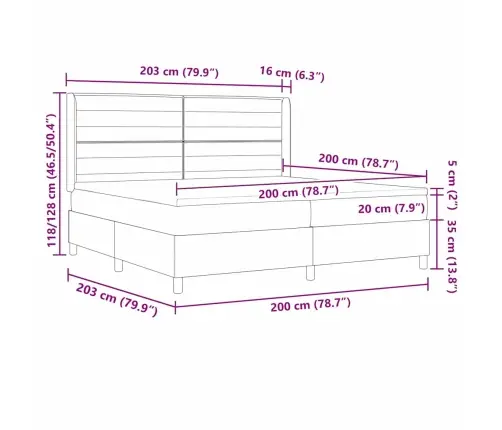Gulta Ar Atsperēm Ar Matraci Melna 200 X 200 Cm Audums Vidaxl