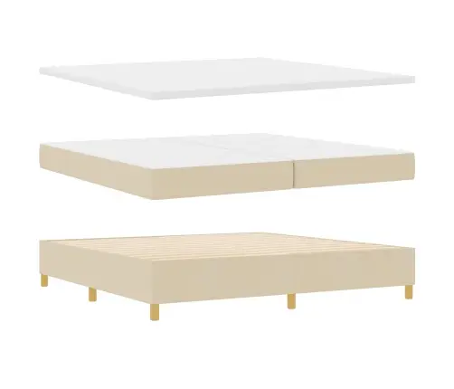 Kastītes Atsperu Gulta Ar Matraci Krēmkrāsa 200 X 200 Cm Audums Vidaxl