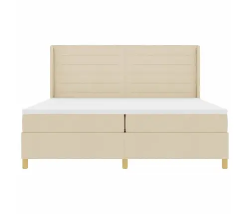 Kastītes Atsperu Gulta Ar Matraci Krēmkrāsa 200 X 200 Cm Audums Vidaxl