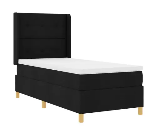 Kastītes Atsperu Gulta Ar Matraci Melna 80 X 200 Cm Audums Vidaxl