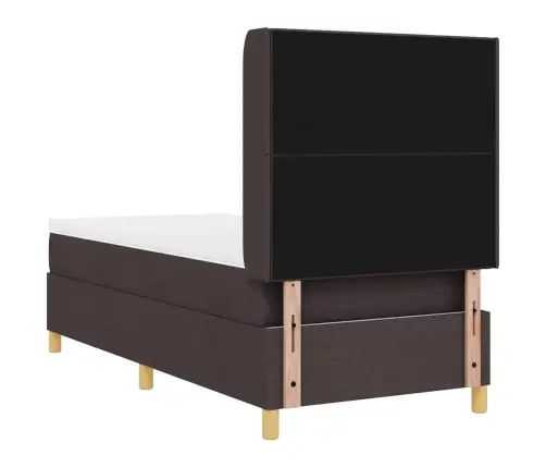 Kiemas Lova Su Čiužiniu Tamsiai Rudas 80 X 200 Cm Audinys