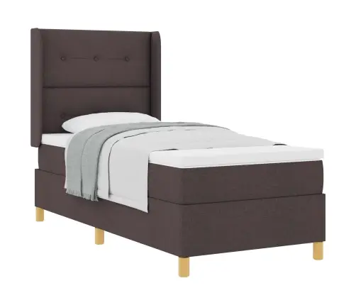 Kiemas Lova Su Čiužiniu Tamsiai Rudas 80 X 200 Cm Audinys