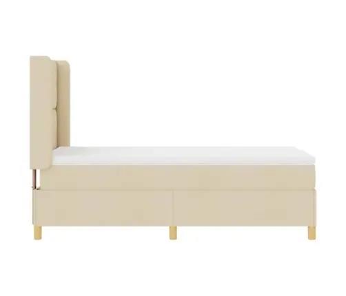 Kastītes Atsperu Gulta Ar Matraci Krēmkrāsa 80 X 200 Cm Audums Vidaxl