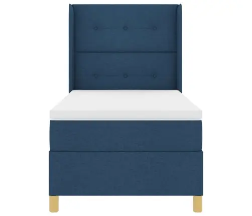 Kastītes Atsperu Gulta Ar Matraci Zila 80 X 200 Cm Audums Vidaxl