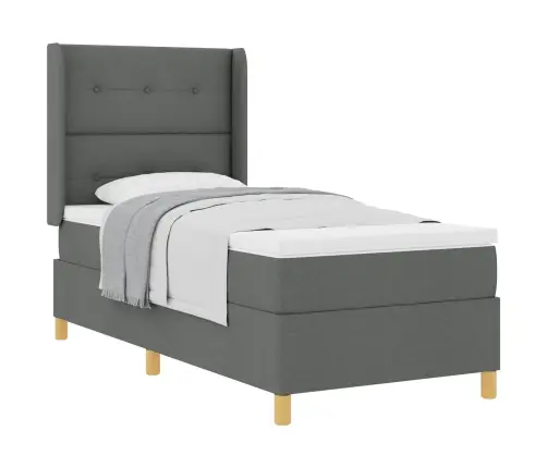 Kastītes Atsperu Gulta Tumši Pelēks 90 X 190 Cm Audums Vidaxl