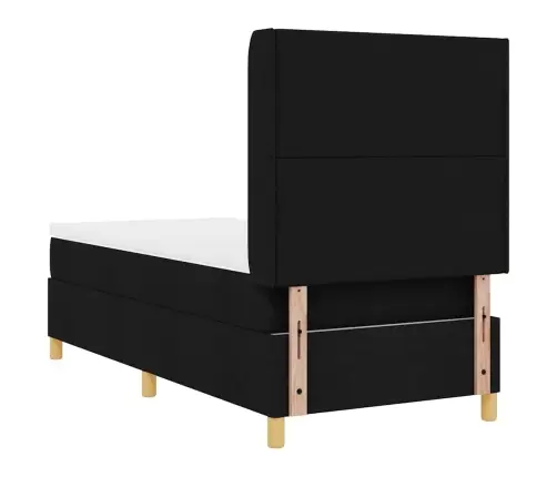 Kastītes Atsperu Gulta Ar Matraci Melna 90 X 200 Cm Audums Vidaxl