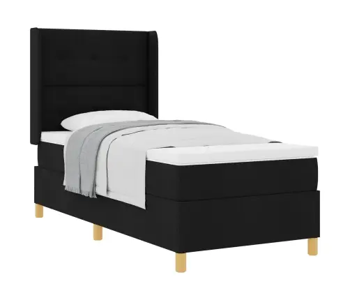 Kiemas Lova Su Čiužiniu Juoda 100 X 200 Cm Audinys